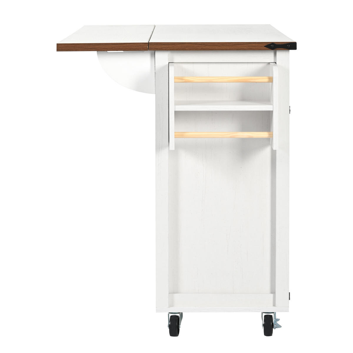 KÜCHENINSEL 140/72/93 cm Weiß mit Klappplatte, 2 Schubladen und Gewürzregal - Weiß, Holz/Holzwerkstoff (140/92/73cm) - Oxeza
