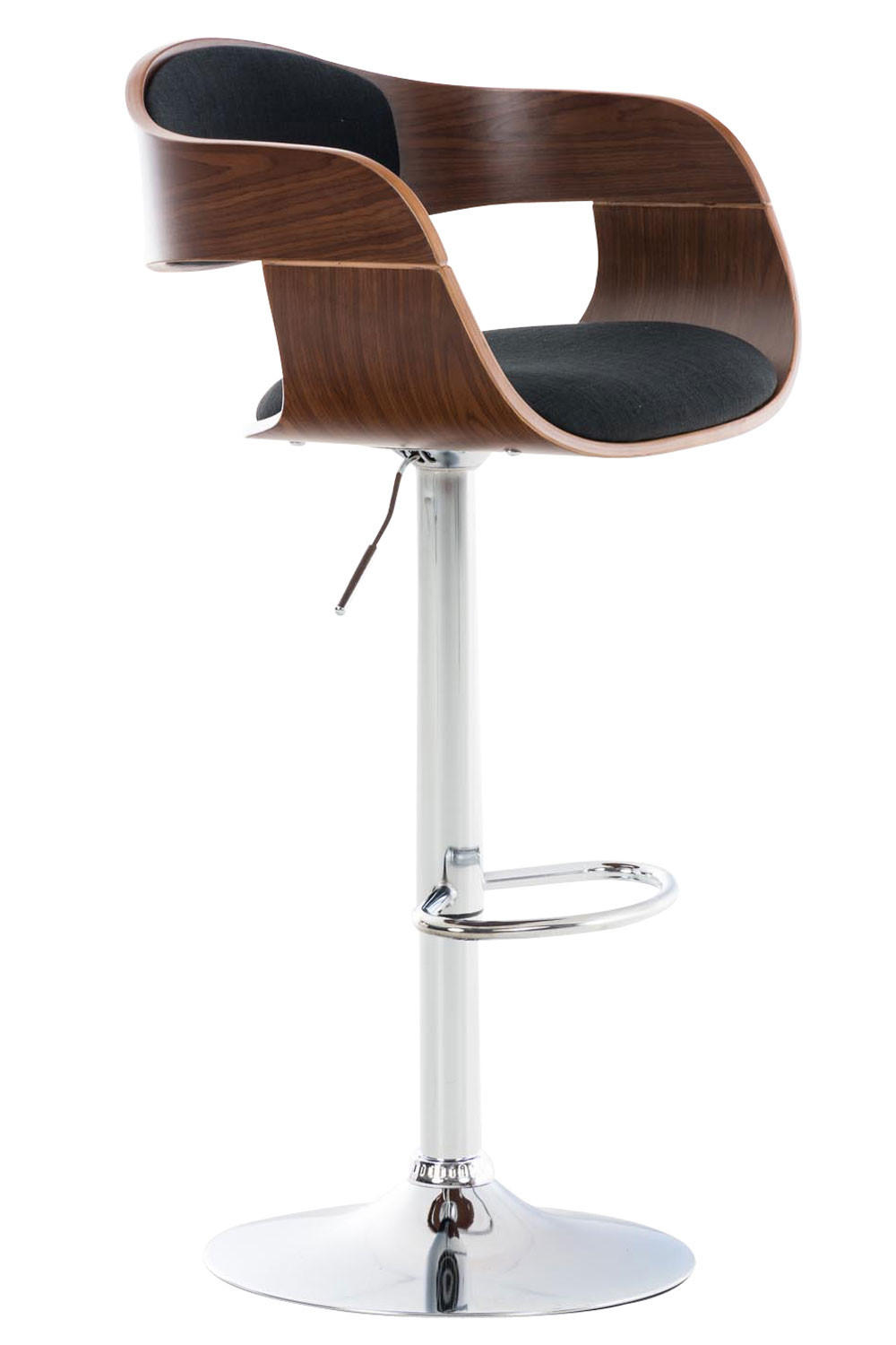 BARHOCKER Nadan Stoff Walnuss/schwarz - Schwarz, Textil/Metall (50/88/48cm) - DELUKE