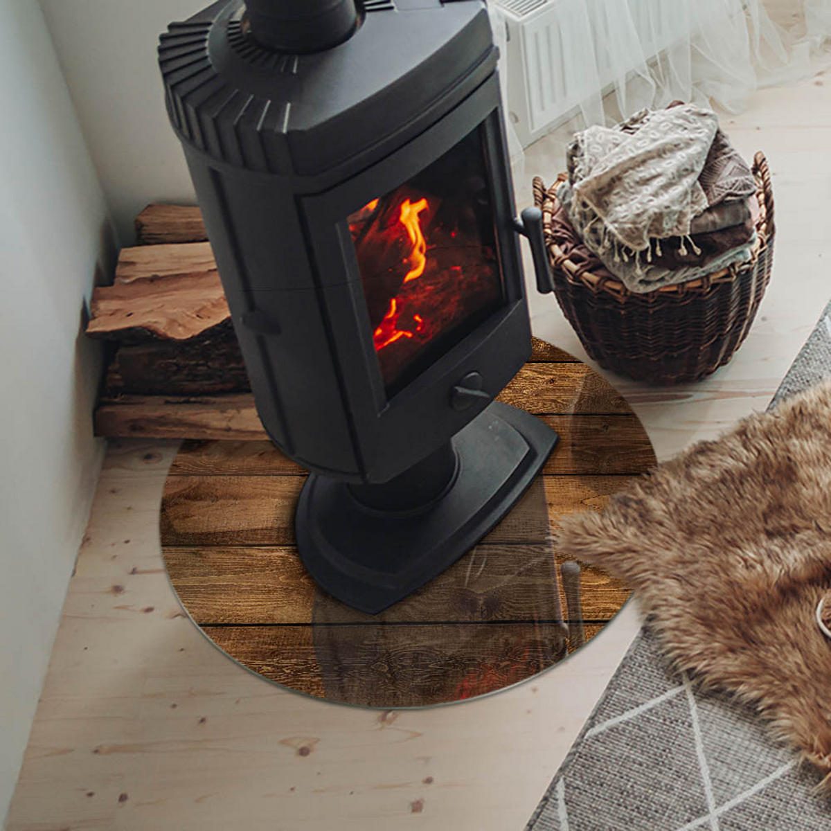 GLASPLATTE für Kamin Ø 60 cm Braun - Braun, Glas (60/60/0.4cm) - ArtPrintCave