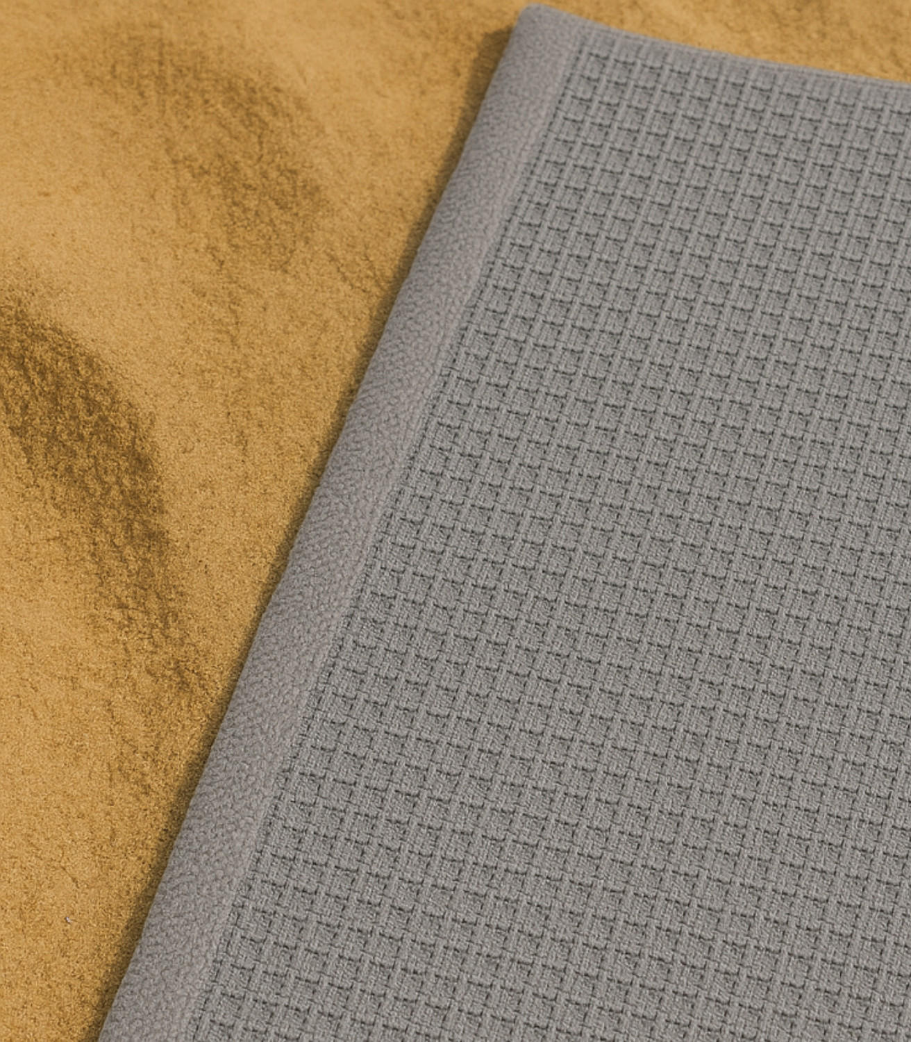 STRANDTUCH & Saunatuch Island. Waffel-Baumwolle. Grau - Grau, Textil (100/180cm) - SOWL