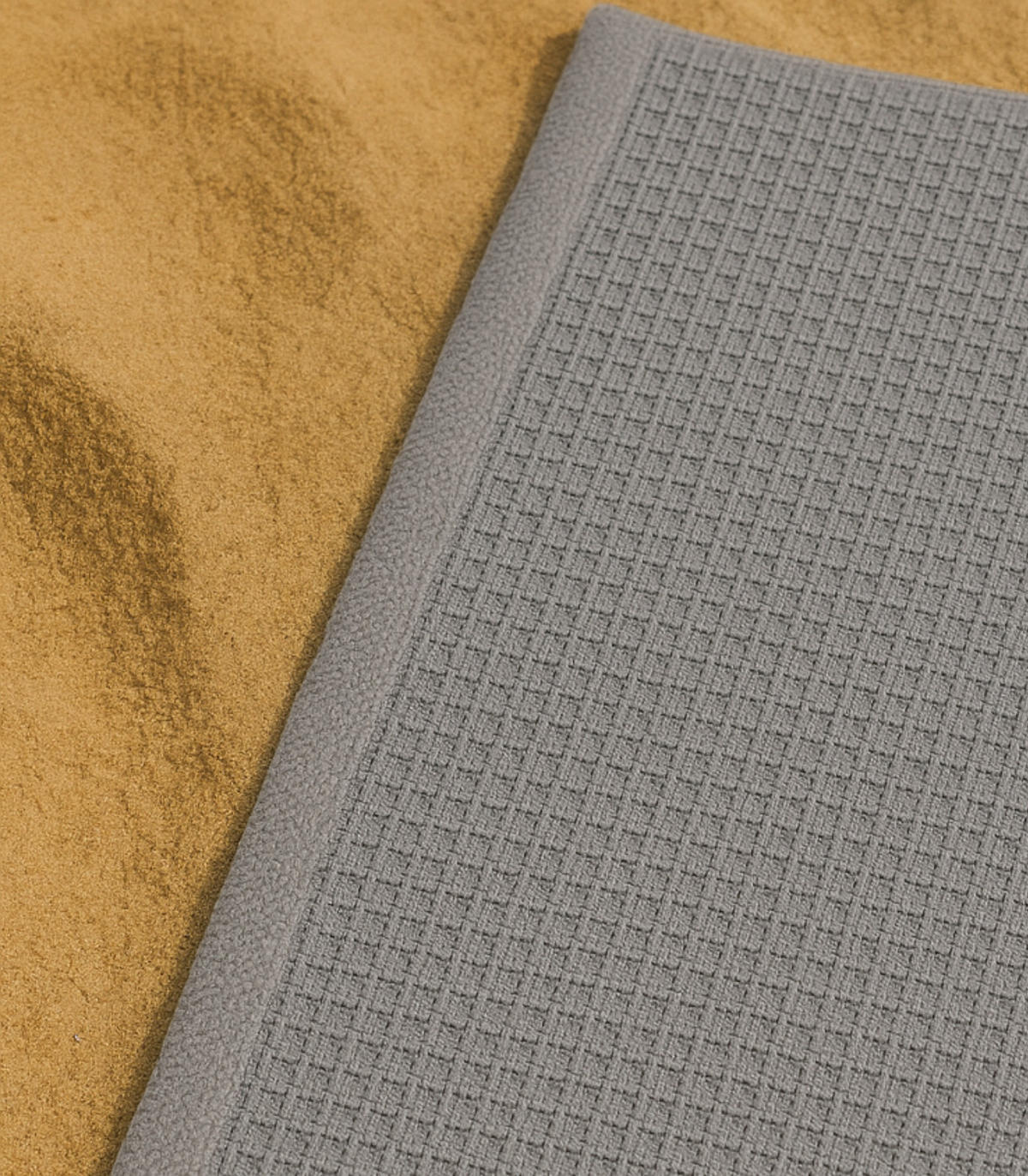 STRANDTUCH & Saunatuch Island. Waffel-Baumwolle. Grau - Grau, Textil (100/180cm) - SOWL