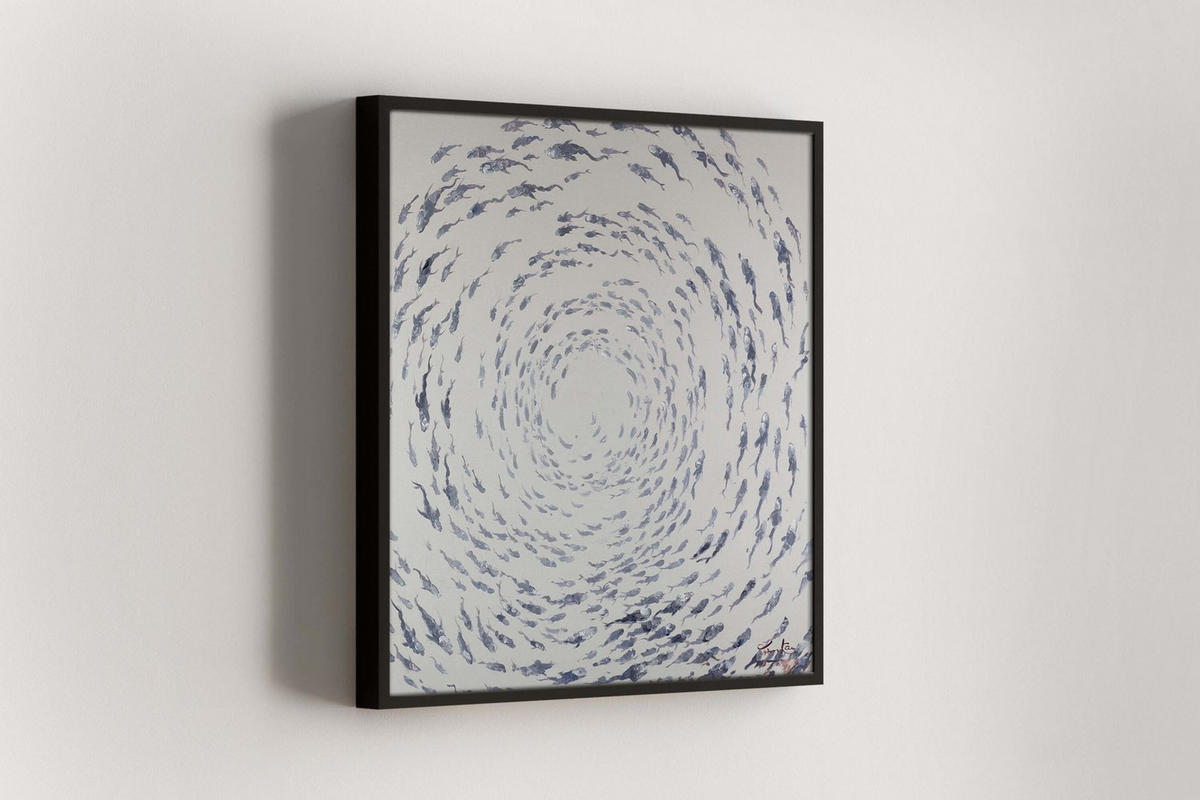 ÖLGEMÄLDE 80/80 cm - Weiß/Grau, Holz/Textil (1.6/80cm) - KUNSTLOFT