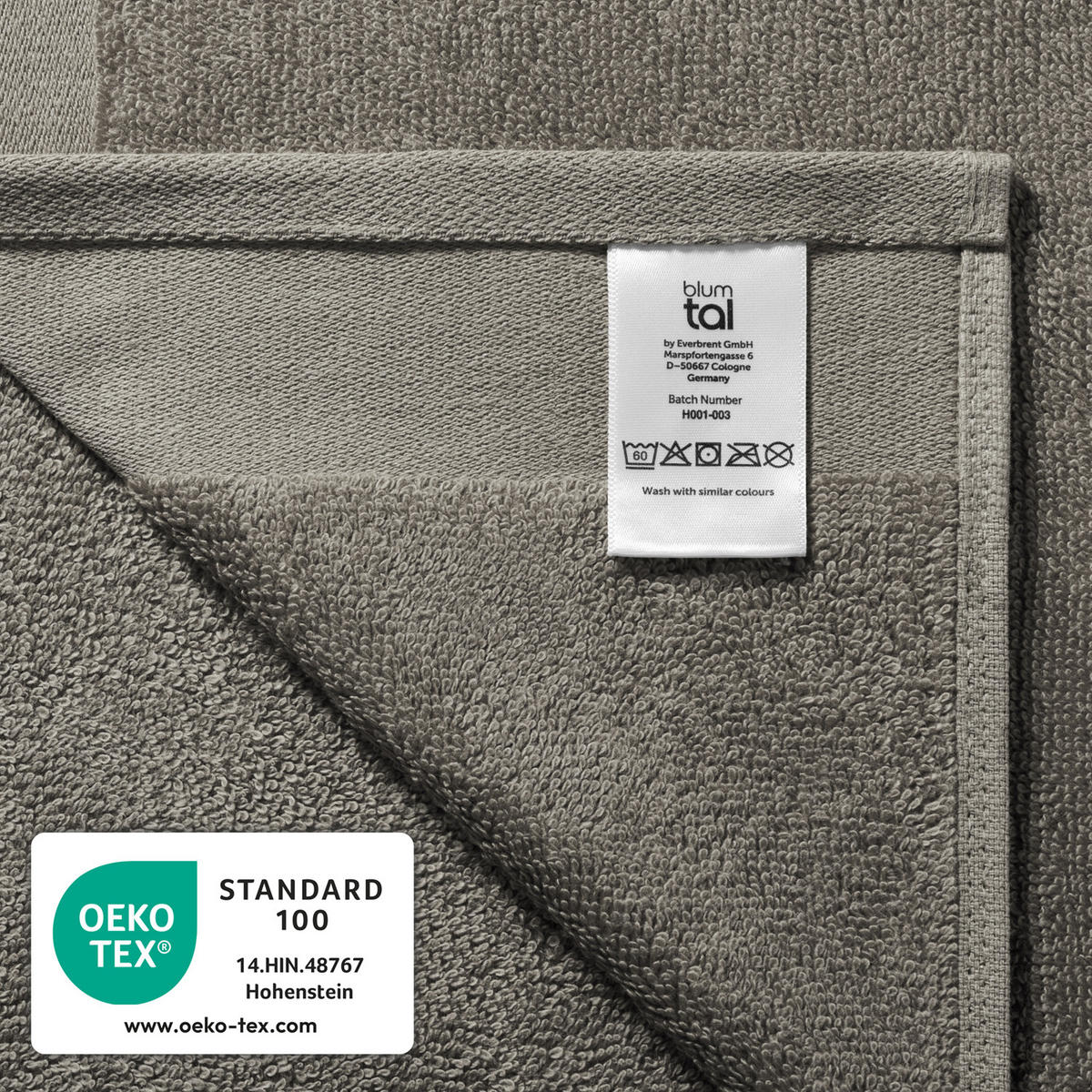 BADETUCH 4-teilig, 2x Badetuch 70/140 + 2x Handtuch 50/100 cm, Grau - Grau, Textil (70/140cm) - Blumtal