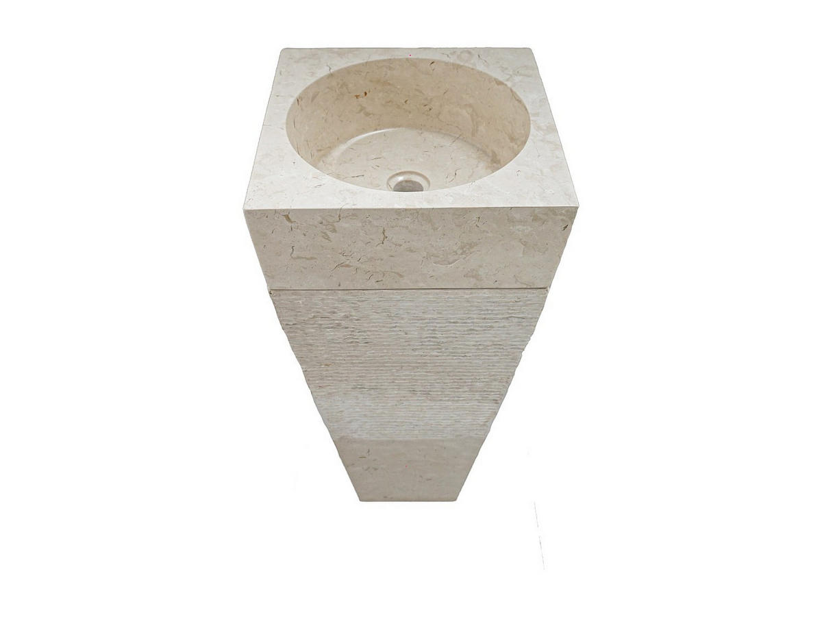 STANDWASCHBECKEN Marmor MIDO - Cremefarben/Grau - Creme, Stein (40/90/40cm) - Vente-Unique