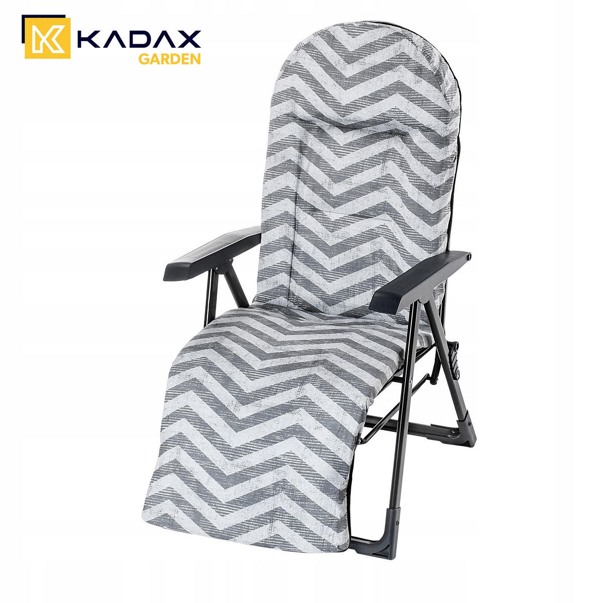 GARTENLIEGESTUHL 150 x 68 cm „Zigzag“ - Weiß/Grau, Metall (58/147cm) - KADAX