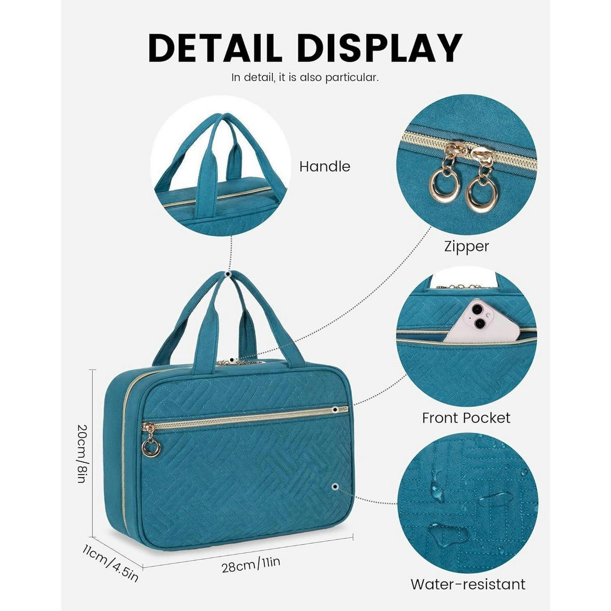 KULTURTASCHE Damen zum Aufhängen Seeblau - Türkis, Textil (20/11/28cm)