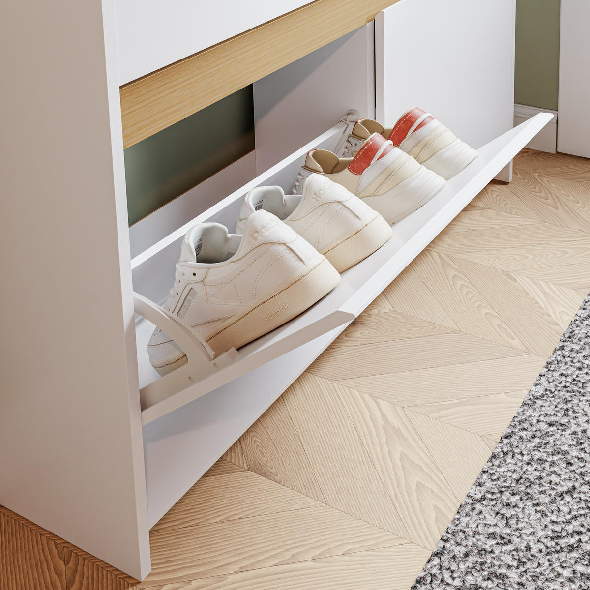SCHUHREGAL mit klappbaren Fächern FSR225-E-W - Weiß, Holzwerkstoff (19/99.5/103cm) - SoBuy