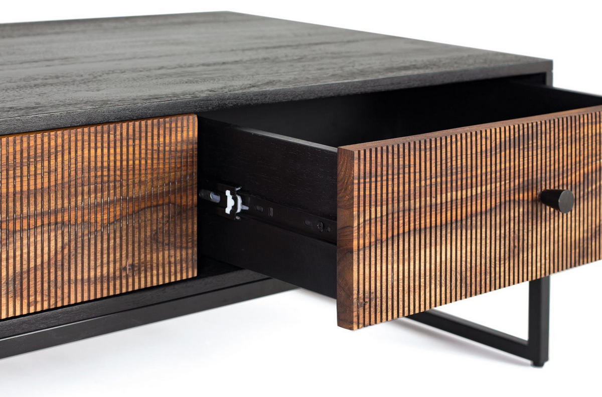 COUCHTISCH aus Palisander mit braunen Metallbeinen - Schwarz, Holz (110/60/40cm) - Giner y Colomer