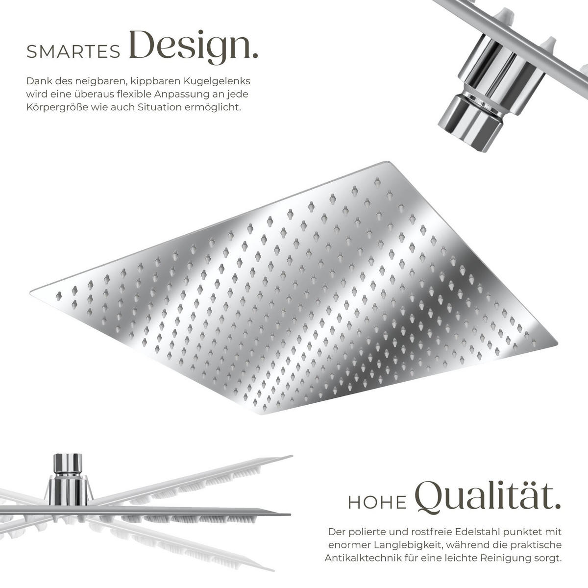 REGENDUSCHKOPF , 1/2 Zoll Gewinde, silber - Silberfarben, Metall (30/4.5/30cm) - tectake