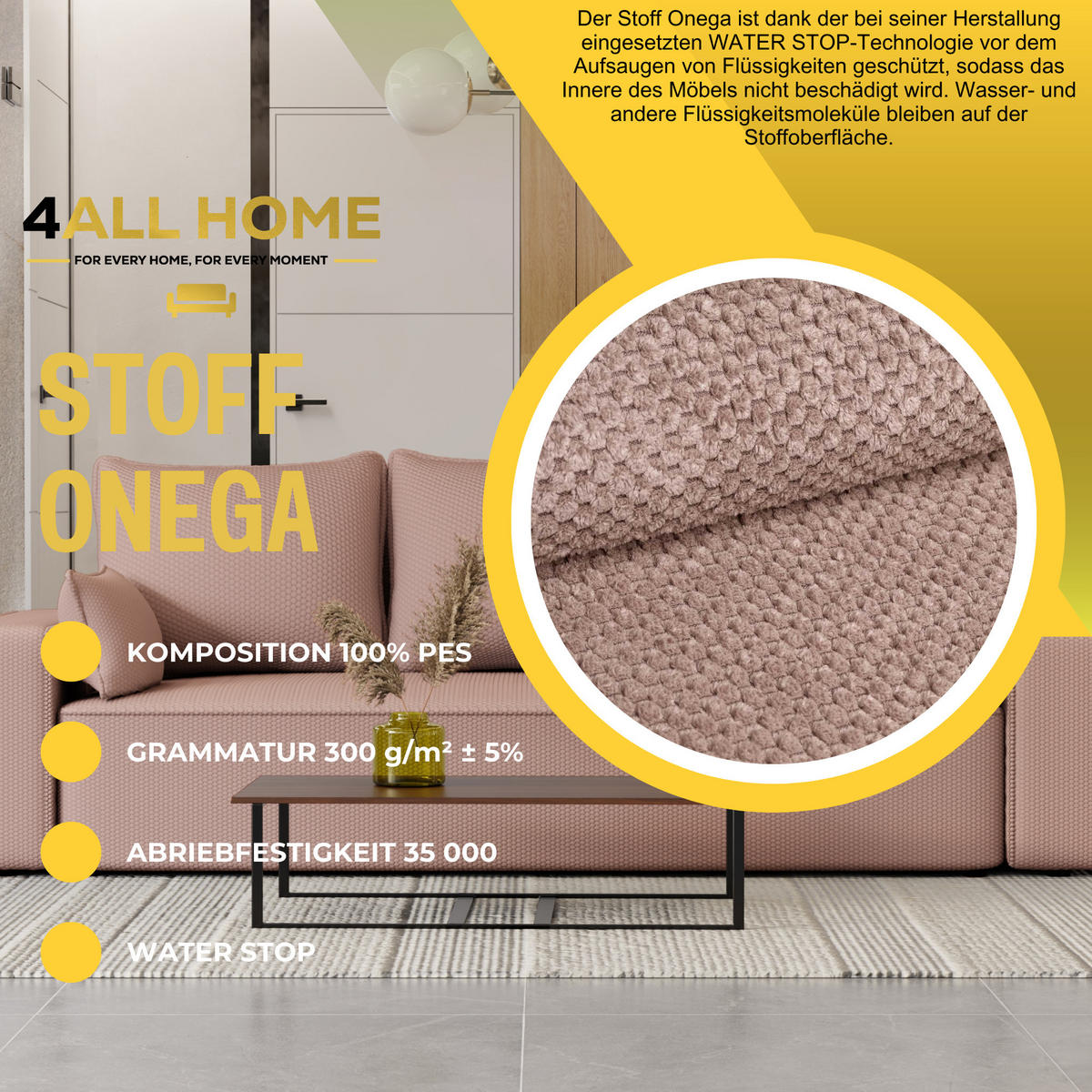 SOFA Vens mit Bettkasten und Schlaffunktion, Cordstoff - Hellrosa, Holzwerkstoff (242/85/95cm)