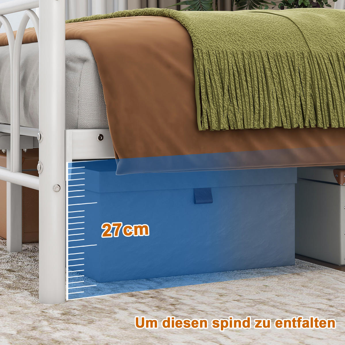 METALLBETT 120x200 cm LED USB Vintage weiß - Weiß, Holzwerkstoff (120/200cm) - LEBENLANG