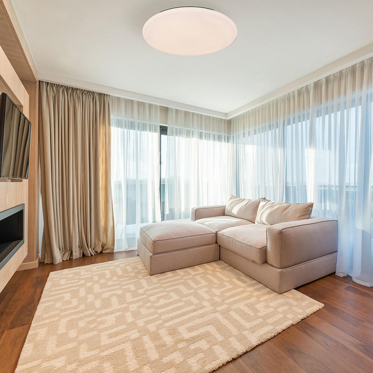 LED DECKENLEUCHTE Metall Weiß RENA - Weiß, Metall (70/70/8cm) - Globo Lighting