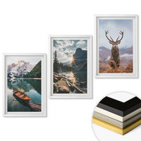 WANDBILDER 3er-Set - 40x60 cm Weißer Rahmen - Bergsee, Bootsfahrt, Sonnenuntergang, Hirsche - Weiß, Kunststoff (40/60cm) - ArtPrintCave