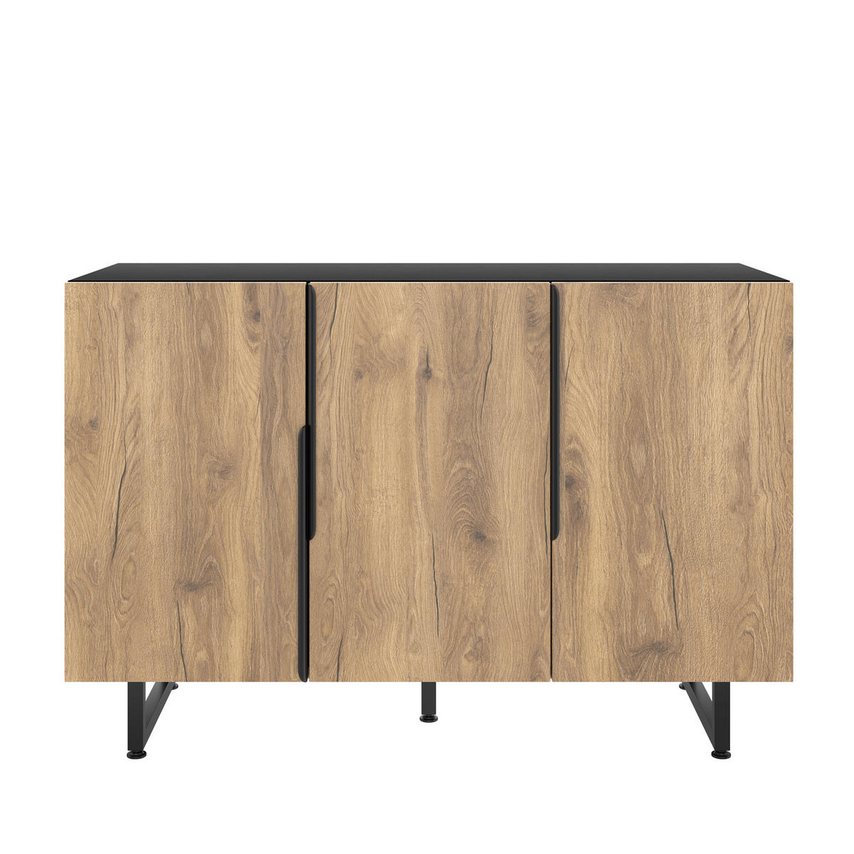 SIDEBOARD mit LED-Beleuchtung - Verstellbare Regalböden, justierbare Füße und freistehende Konstruktion - Natur - Naturfarben, Holz/Holzwerkstoff (38/80/120cm) - KOMHTOM
