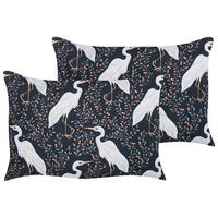 GARTENKISSEN 2er-Set Vogelmotiv schwarz 40/60 cm Pianazzo - Hellgrau, Textil (40/60cm) - Beliani