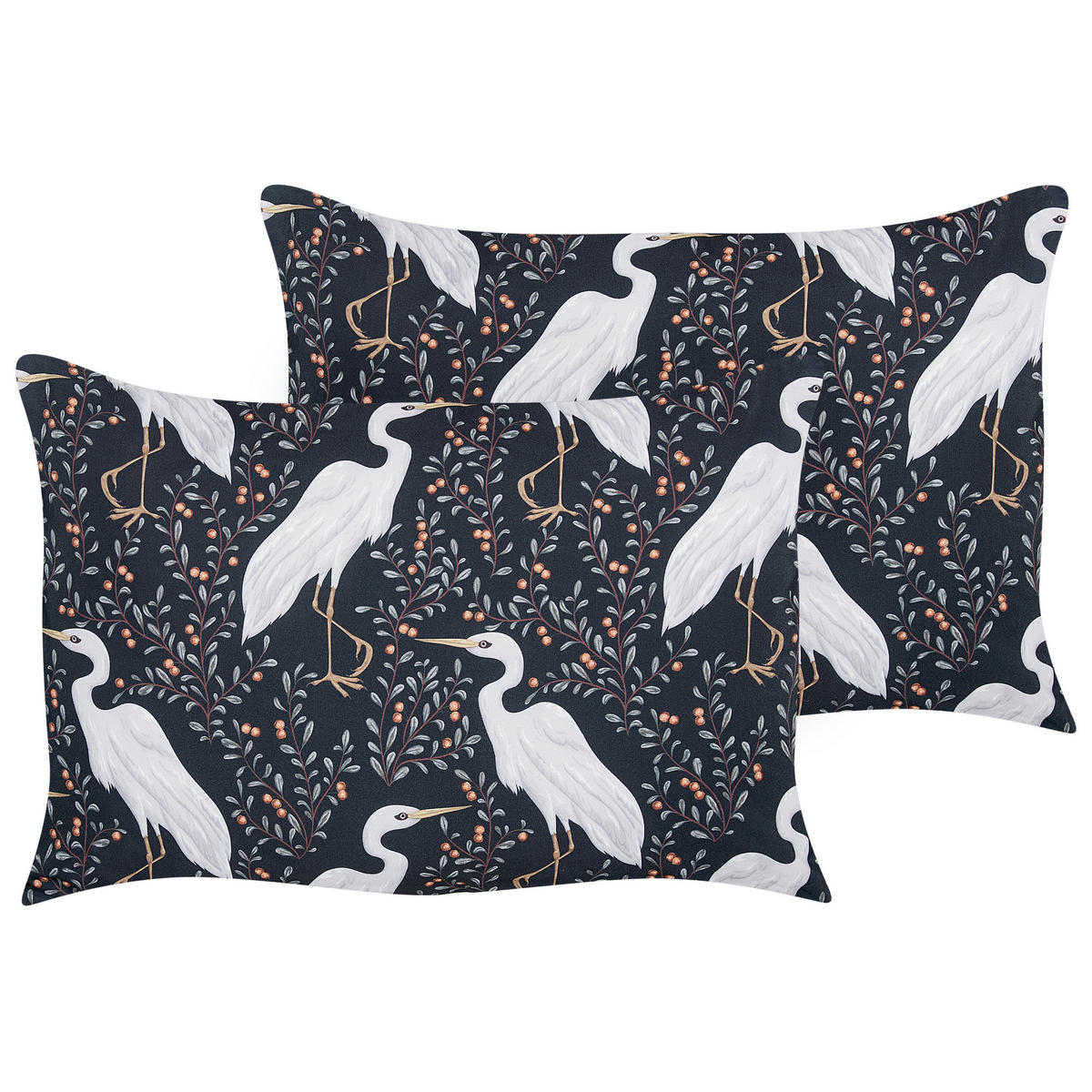 GARTENKISSEN 2er-Set Vogelmotiv schwarz 40/60 cm Pianazzo - Hellgrau, Textil (40/60cm) - Beliani