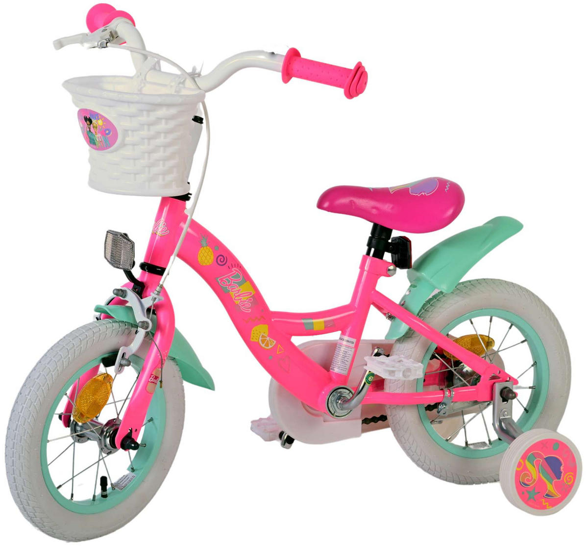 KINDERFAHRRAD Barbie - Mädchen - 12 Zoll - Rücktritt + Handbremse - Rosa - Rosa, Metall (48cm) - TPFSports