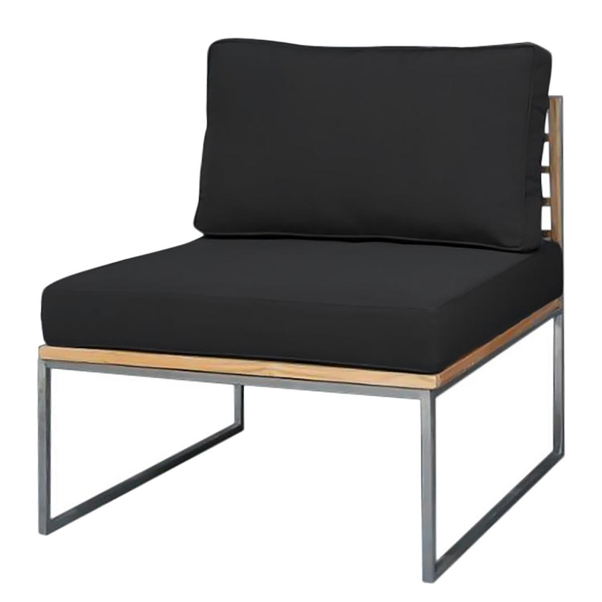 LOUNGESET - 6-teilig - Webstoff / Teak massiv - Anthrazit, Holz/Textil - home24