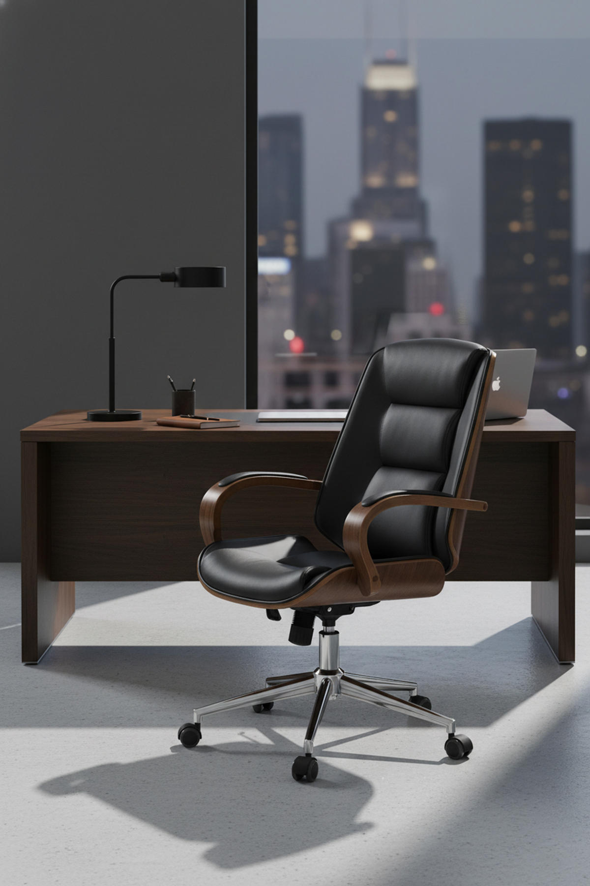 BÜROSTUHL Nyxar walnuss/schwarz - Chromfarben/Schwarz, Metall (60/110/68cm) - TPFLiving