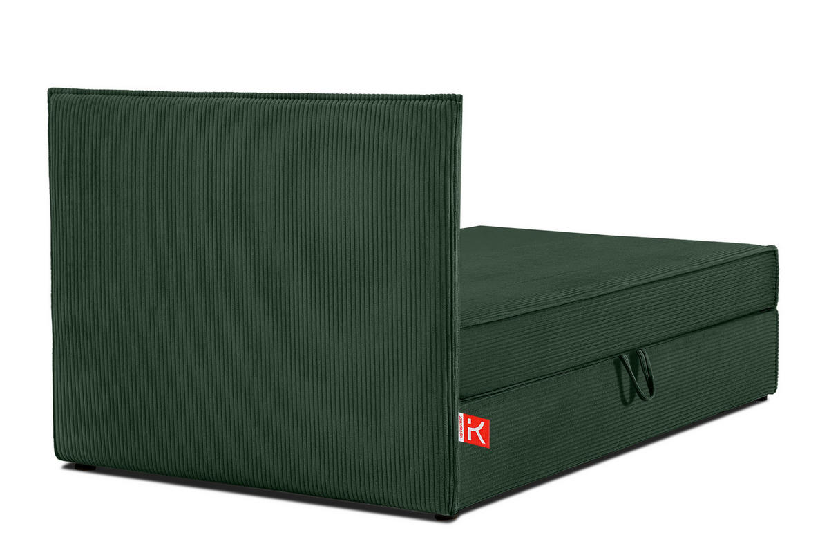 BOXSPRINGBETT ROTI Einzelbett, dunkelgrün - Dunkelgrün/Schwarz, Holz/Holzwerkstoff (100/200cm) - KONSIMO®