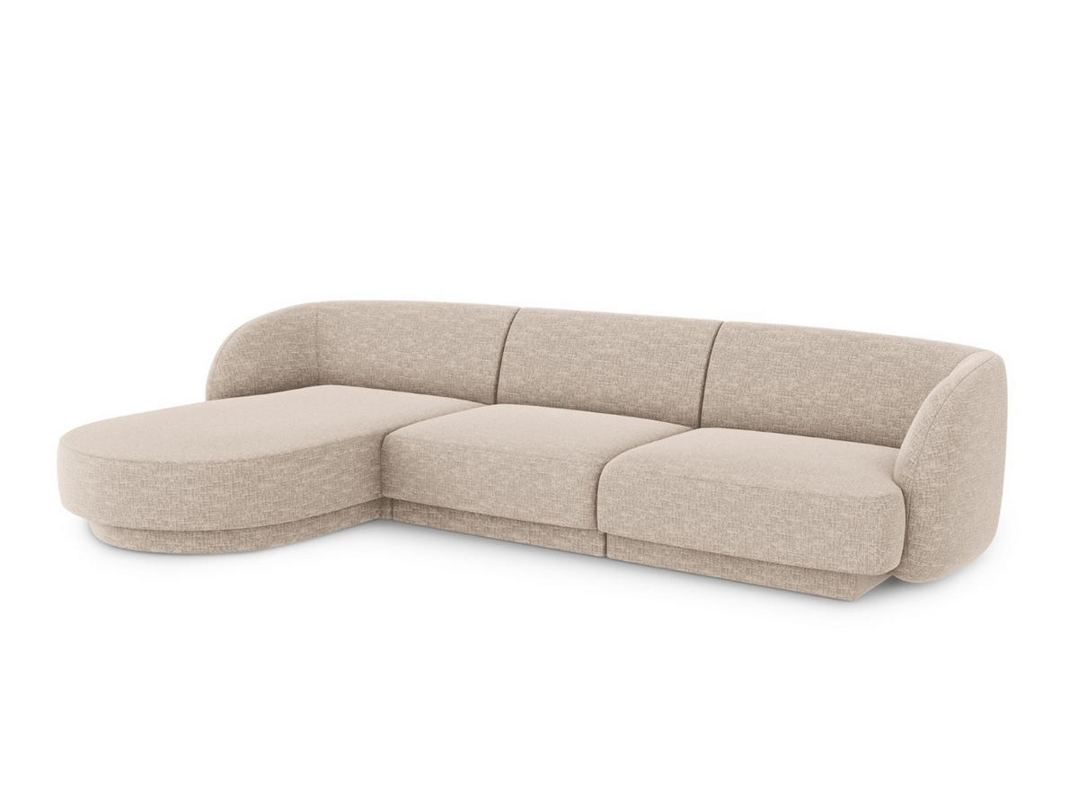 ECKSOFA links Miley aus Chenille-Stoff beige 4 Sitzplätze - Beige, Textil (156/255cm) - Micadoni