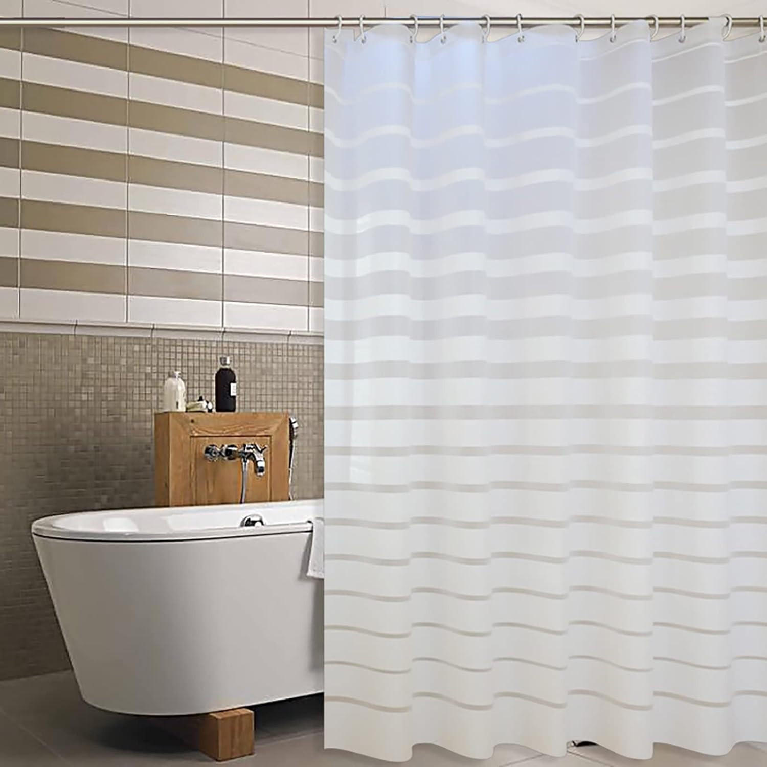 DUSCHVORHANG Streifen 200 x 180 cm schimmelresistent antibakteriell wasserdicht blickdicht - Transparent, Kunststoff (180/200cm) - MCBOSON