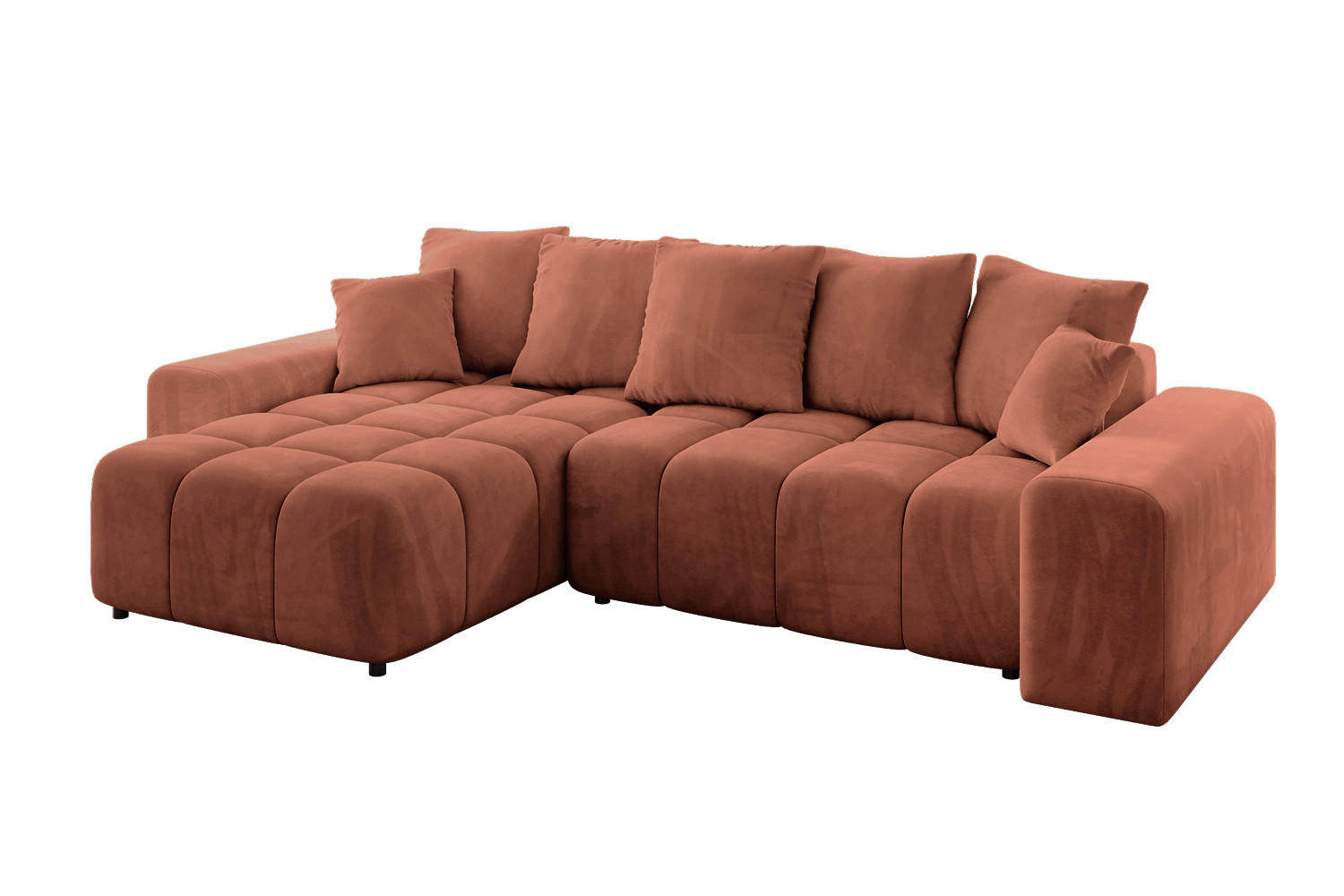 ALTDECOR ROHOVÁ SEDACÍ SOUPRAVA s otomanem vlevo ENIL-L 297x189x68 korálový velur