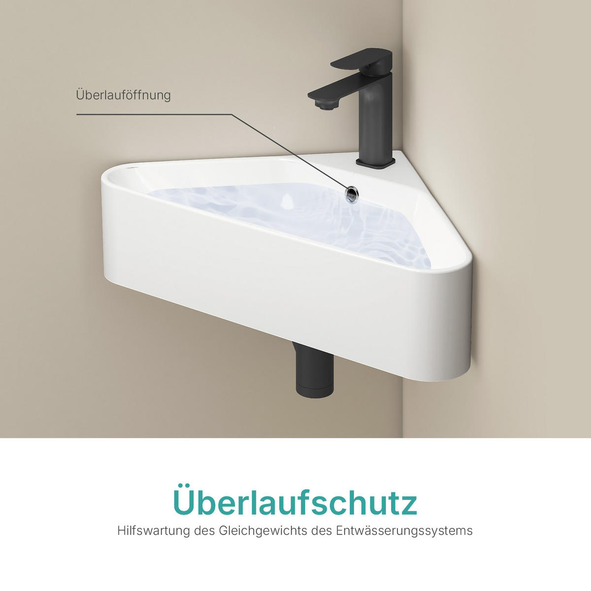 WASCHBECKEN Dreieckig Keramik Aufsatzbecken 56/34,5/13 cm - Weiß, Keramik (56/13/34cm) - EMKE
