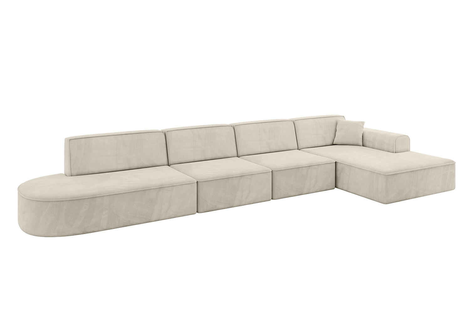 ECKSOFA Ottomane Rechts IREA-L3-v3 - 413x171x79 cm Dunkelgrau - Ecru, Holzwerkstoff/Textil (171/413cm) - ALTDECOR