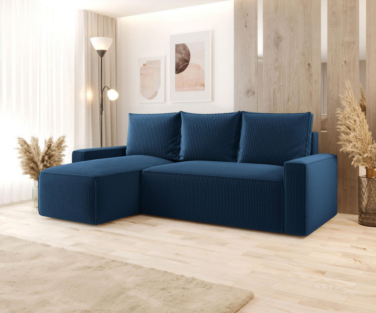 ECKSOFA mit Schlaffunktion SAVIO Poso 05 Links - Dunkelblau, Textil (232/140cm) - Bedante