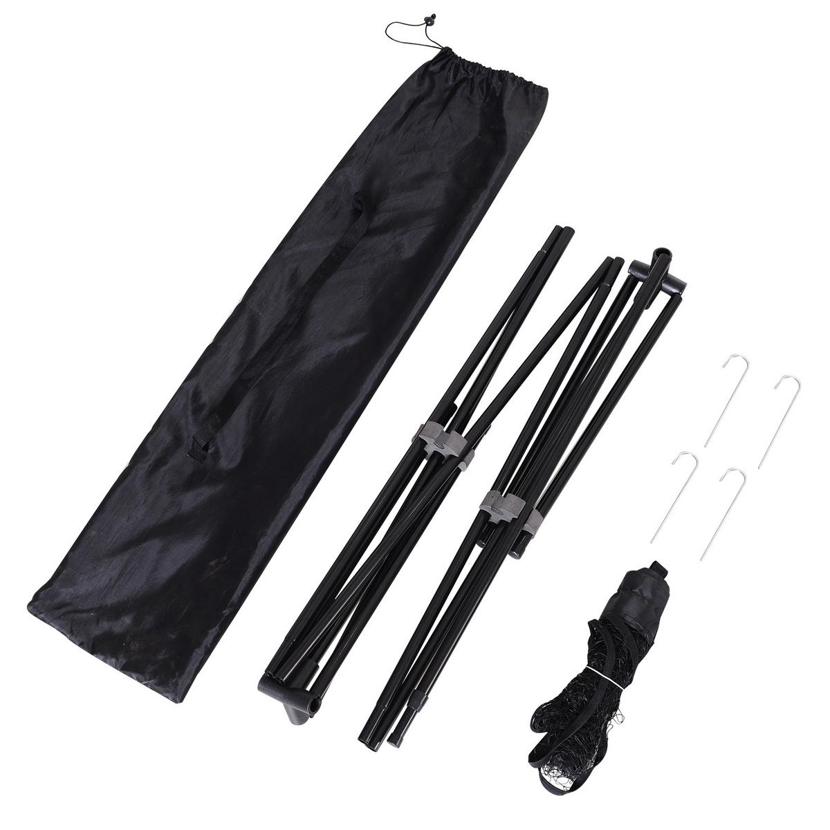 BADMINTONNETZ, PE-Netz, Schwarz, B400 x T103 cm x H94-158 cm - Schwarz, Metall (103/400cm) - HOMCOM