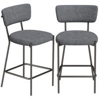 BARHOCKER 2er-Set DE-08043 mit geschwungener Rückenlehne Grau - Grau, Metall (49/93/53cm) - ComfortXL