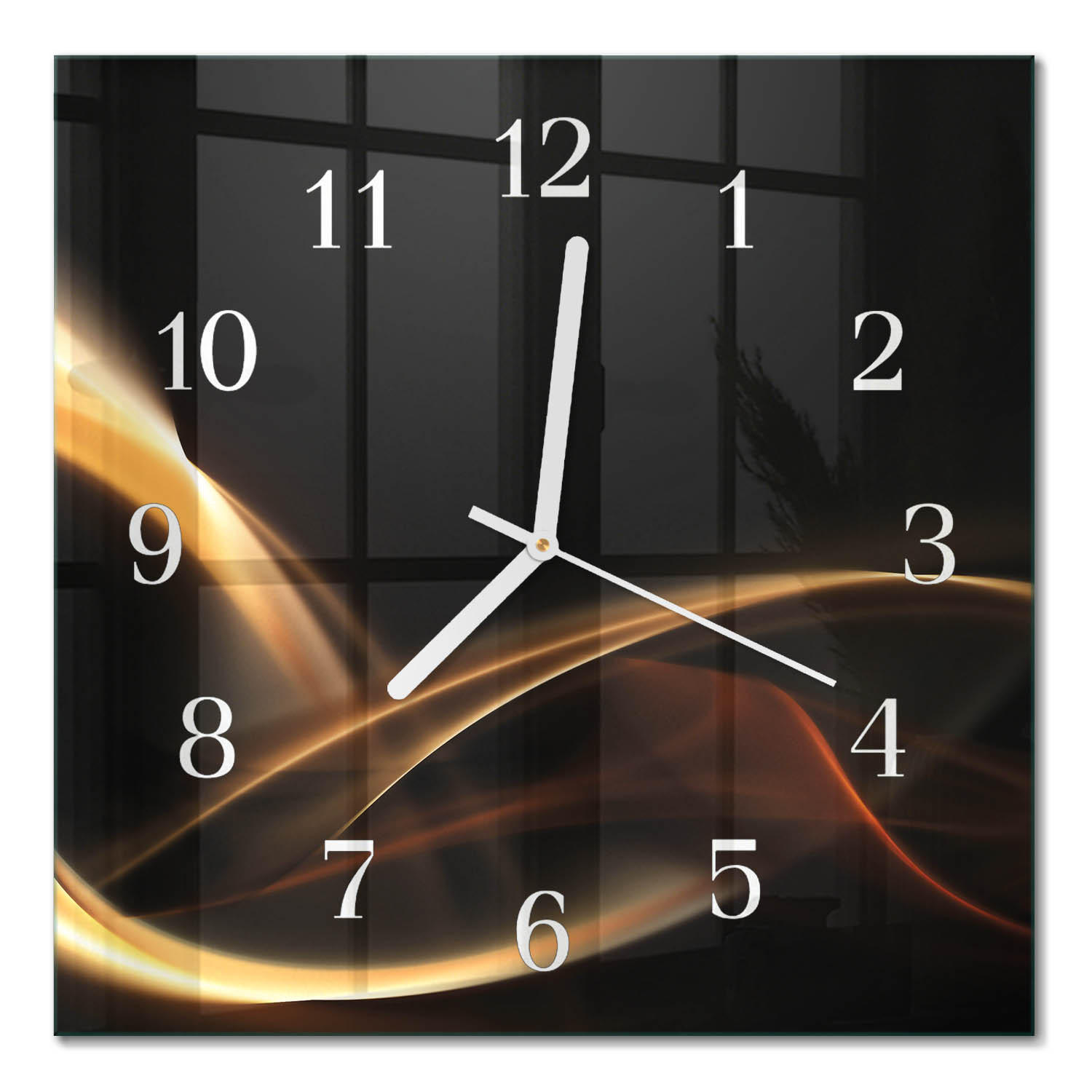 WANDUHR aus Glas 30x30 cm - Abstrakte Linien - Goldfarben, Glas (30/30/0.4cm) - TULUP