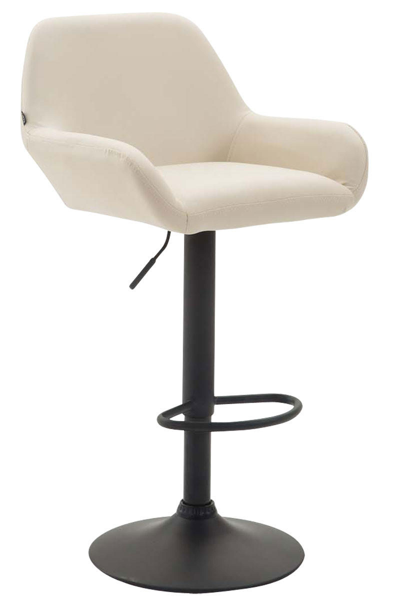 BARHOCKER DUBLIN Creme Kunstleder Schwarz - Creme, Leder/Metall (51/89/52cm) - DELUKE