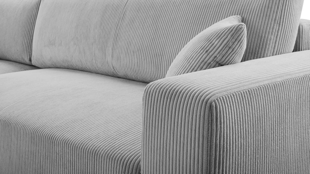 WOHNLANDSCHAFT Catea Hellgrau 364/145/85 cm mit Schlaffunktion - Hellgrau/Schwarz, Kunststoff/Textil (364/84/145cm) - AX Living