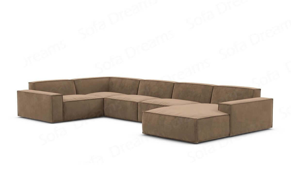 WOHNLANDSCHAFT Beluga Braun Samtstoff - Braun, Kunststoff (313/73/181cm)