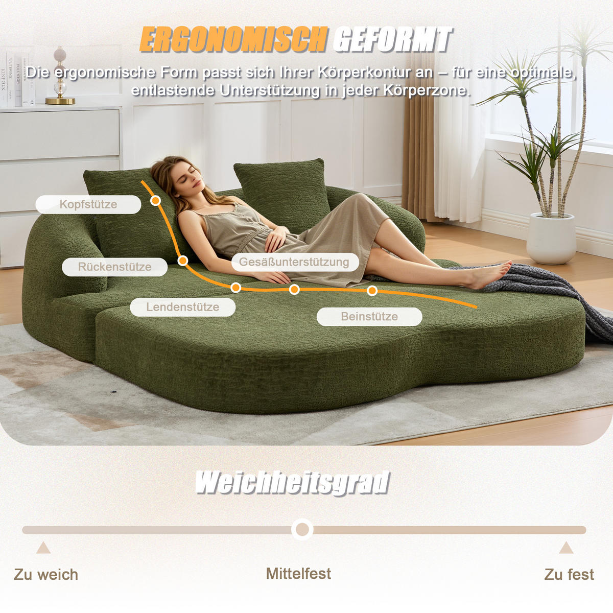 SCHLAFSOFA 2-in-1 Klappbett Grün Chenille 2-Sitzer mit Kissen - Grün, Textil (157/65/84cm) - Urban Meuble