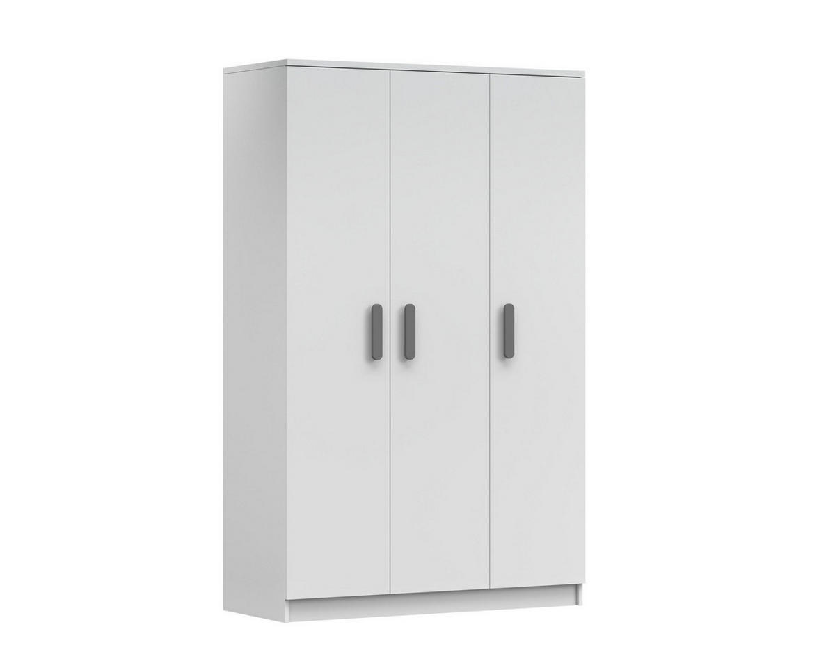 KINDERKLEIDERSCHRANK INGE 19 120/192/50 cm Weiß/Grau - Weiß/Grau, Holzwerkstoff (120/192/50cm) - Deine Möbel 24