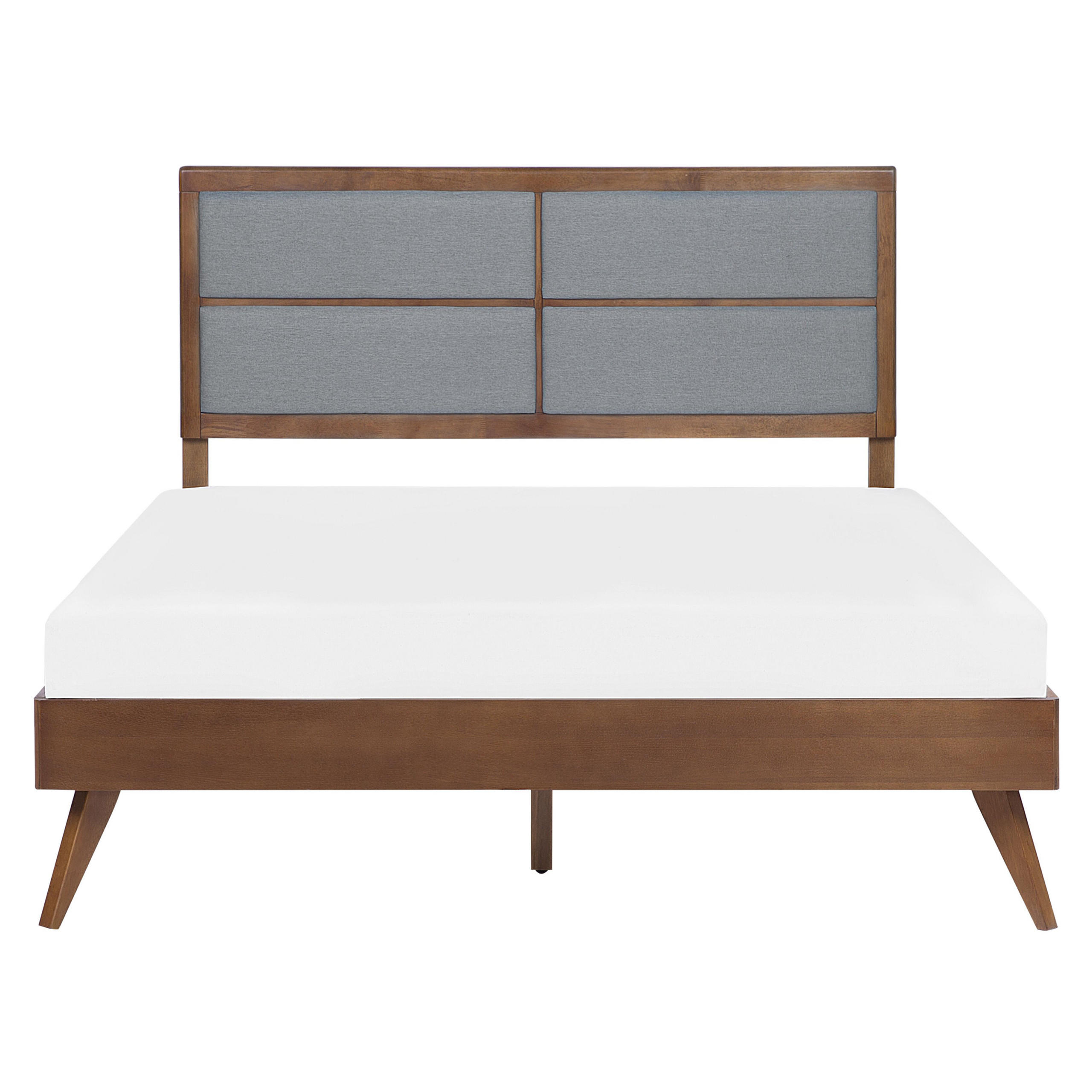 HOLZBETT 160/200cm Dunkler Holzfarbton Poissy - Dunkelbraun, Holzwerkstoff/Textil (160/200cm) - Beliani