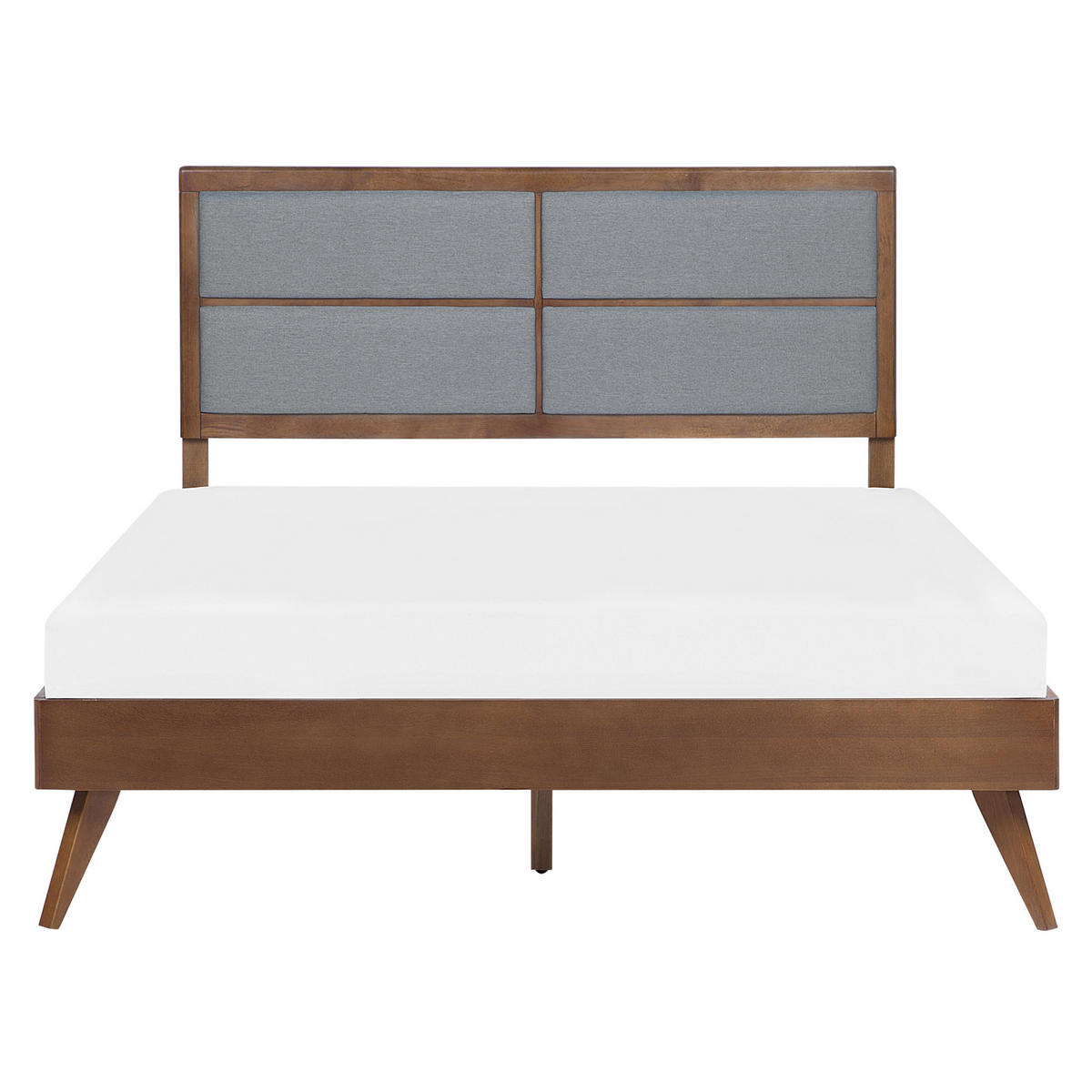 HOLZBETT 160/200cm Dunkler Holzfarbton Poissy - Dunkelbraun, Holzwerkstoff/Textil (160/200cm) - Beliani