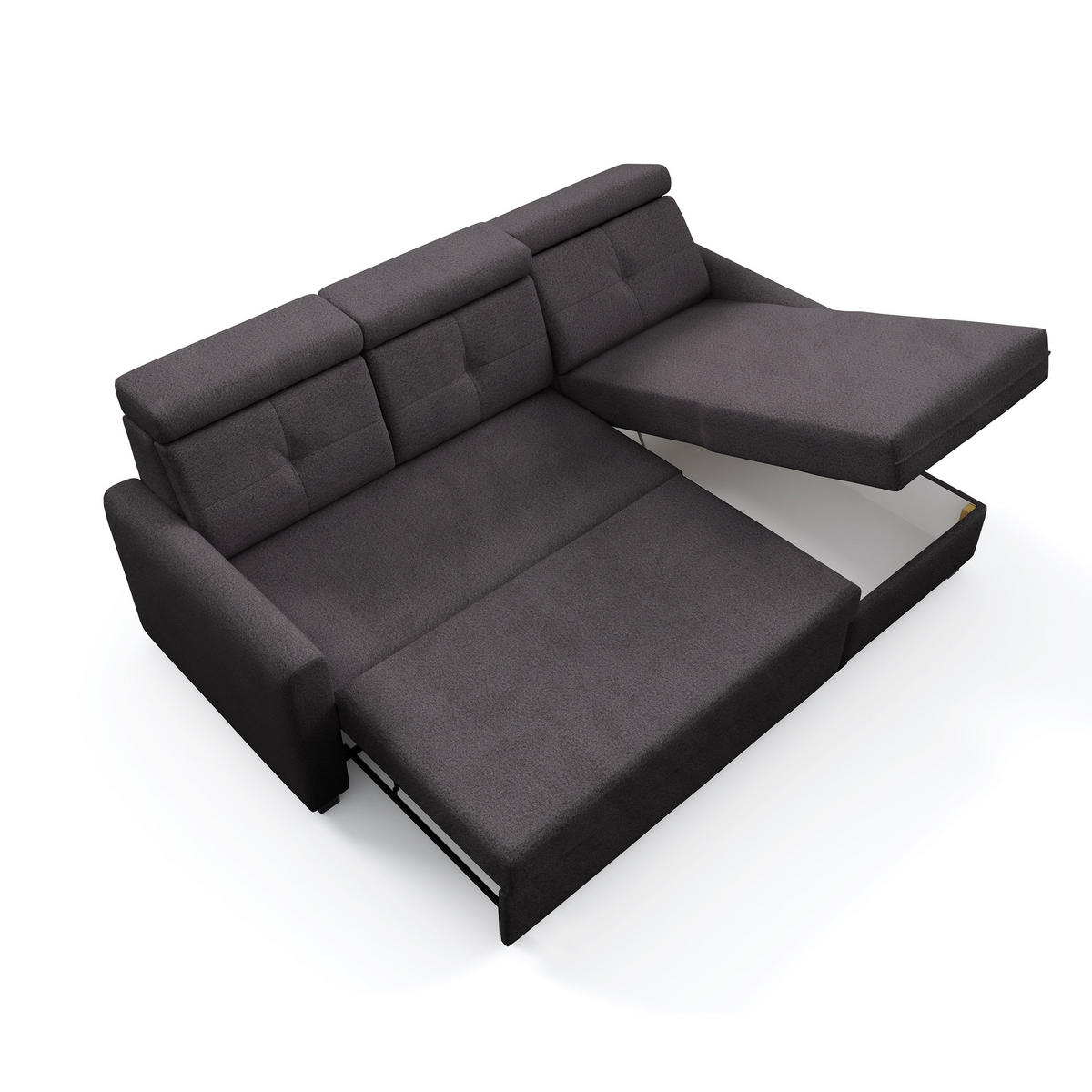 ECKSCHLAFSOFA Milano, Schwarz, rechts - Schwarz, Textil (217/166cm) - Beautysofa
