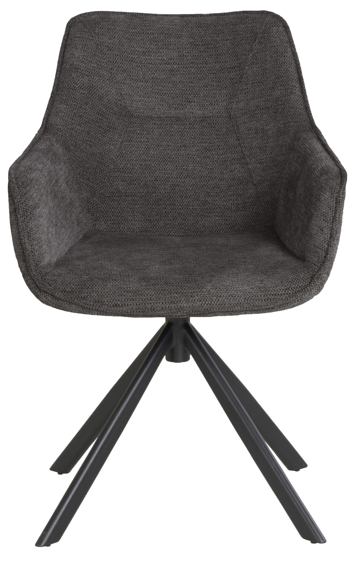 DININGSESSEL San Carlo - drehbar - dunkelgrau - Dunkelgrau/Schwarz, Textil/Metall (57/87/68cm) - bene living