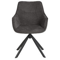 DININGSESSEL San Carlo - drehbar - dunkelgrau - Dunkelgrau/Schwarz, Textil/Metall (57/87/68cm) - bene living