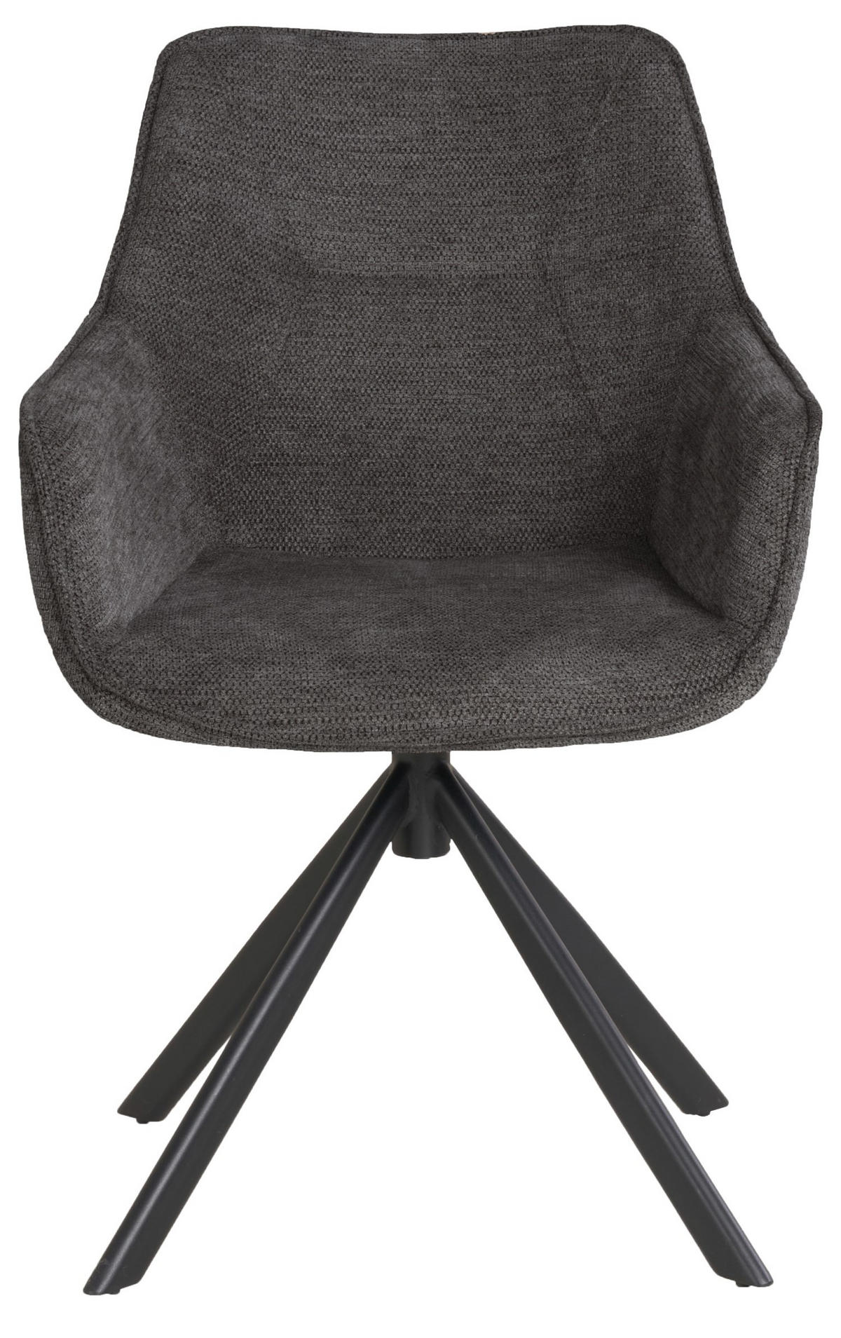 DININGSESSEL San Carlo - drehbar - dunkelgrau - Dunkelgrau/Schwarz, Textil/Metall (57/87/68cm) - bene living