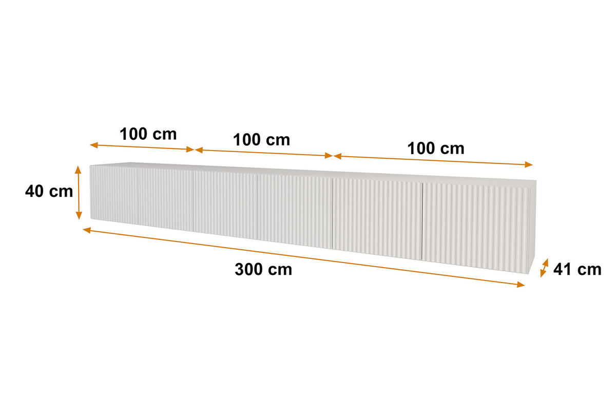 LOWBOARD NOA-2-W 3x100x40x41 cm - Weiß - Weiß, Holzwerkstoff (300/40/41cm) - ALTDECOR