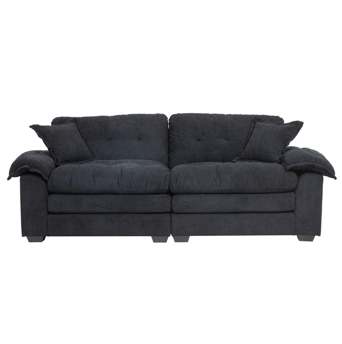 2-SITZER Sofa Chenille mit tiefem Sitz, Memory-Schaum 213,4/90,1/87,6 cm Schwarz - Schwarz, Textil (90.1/87.6/213.4cm) - Redom