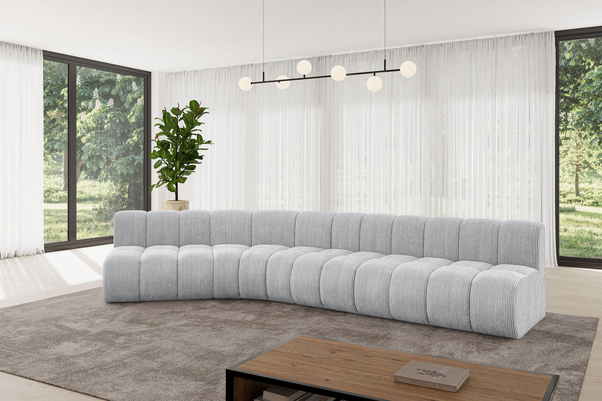 ECKSOFA modulares Sofa Montra-L2 - 381x174x70 cm Grau - Grau, Holzwerkstoff/Textil (381/174cm) - ALTDECOR