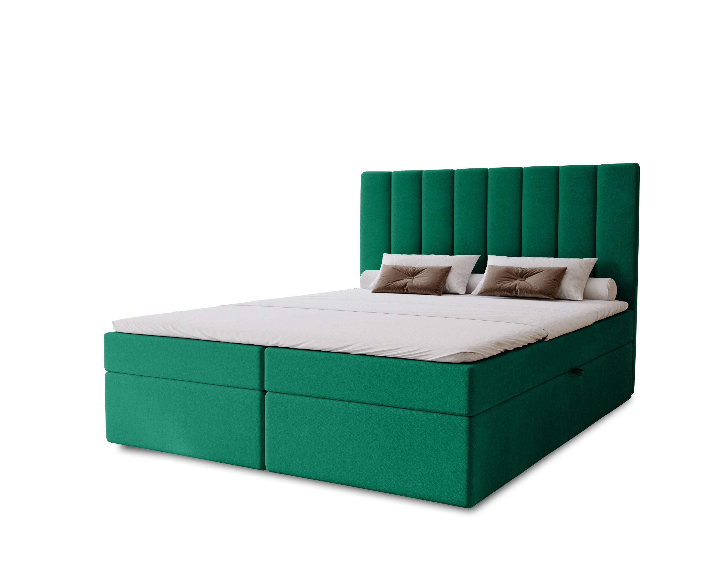 BOXBETT Nero mit 2 Bettkästen, 120x200, Grün, Velourstoff, Doppelbett mit Bonell-Matratze - Grün, Holz/Kunststoff (120/200cm) - Marpur