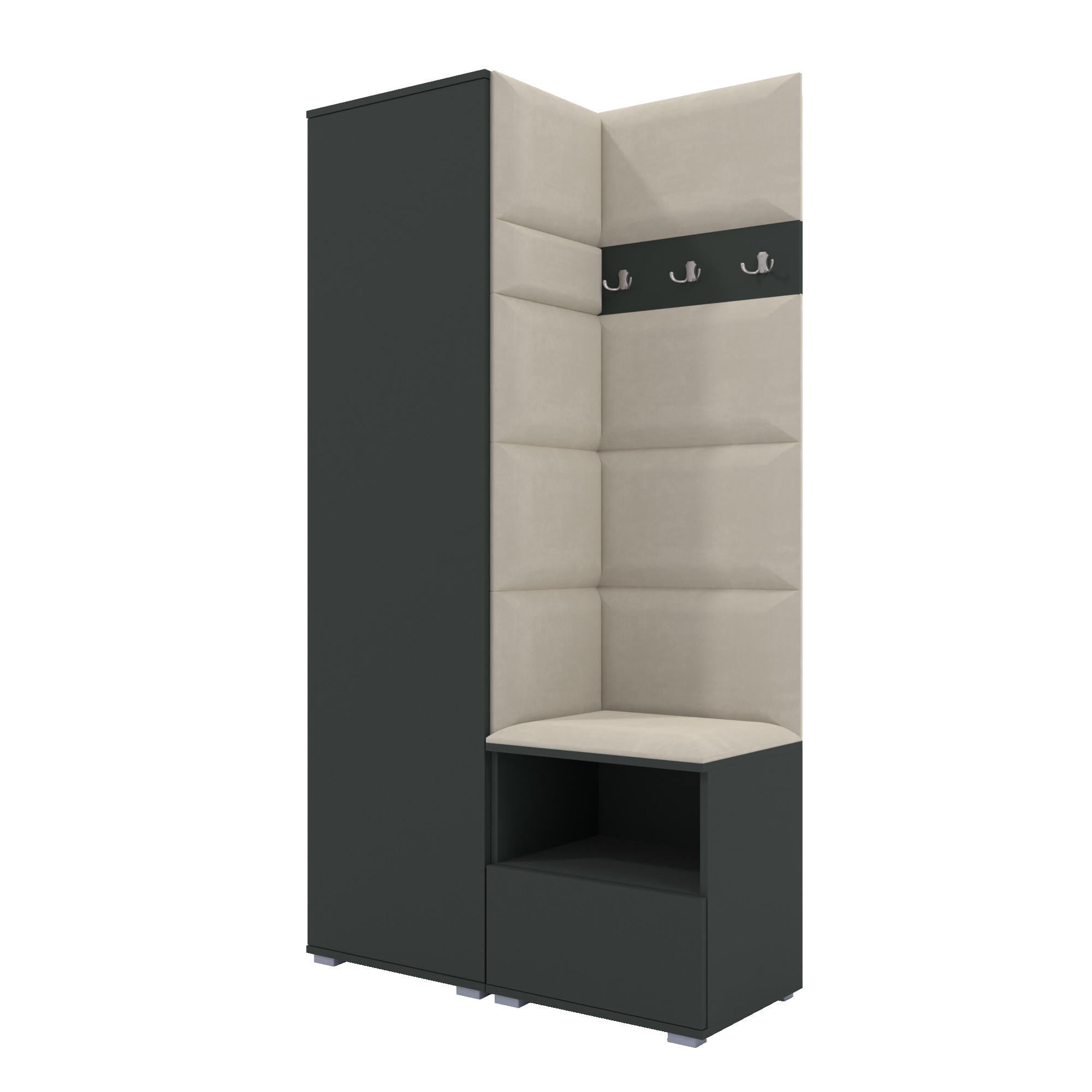 XXXLutz Garderoben-Set Graphit, Creme 100x187x40 cm
