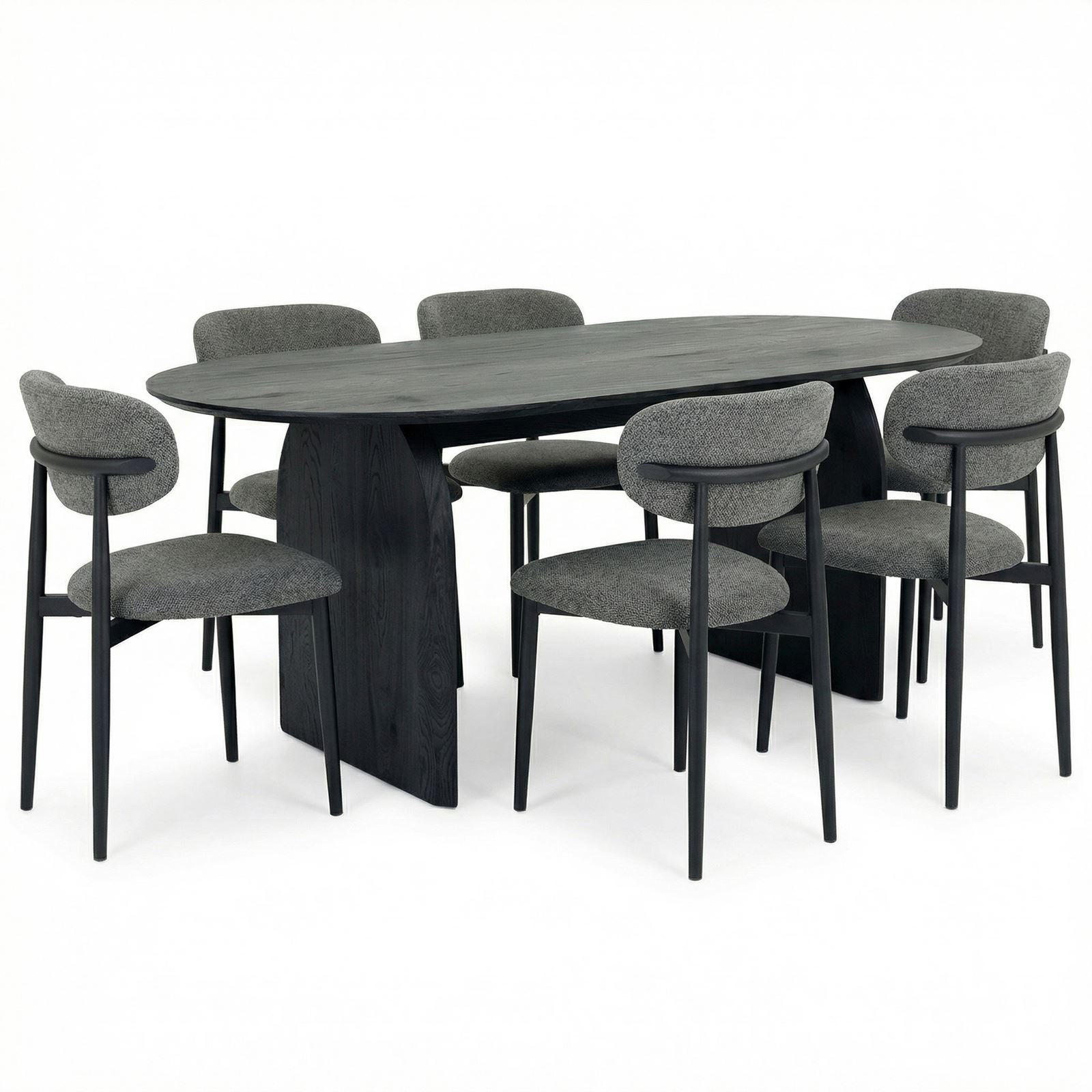 ESSGRUPPE MALA AZUL 7er Set schwarz - Schwarz, Holzwerkstoff - IDIMEX